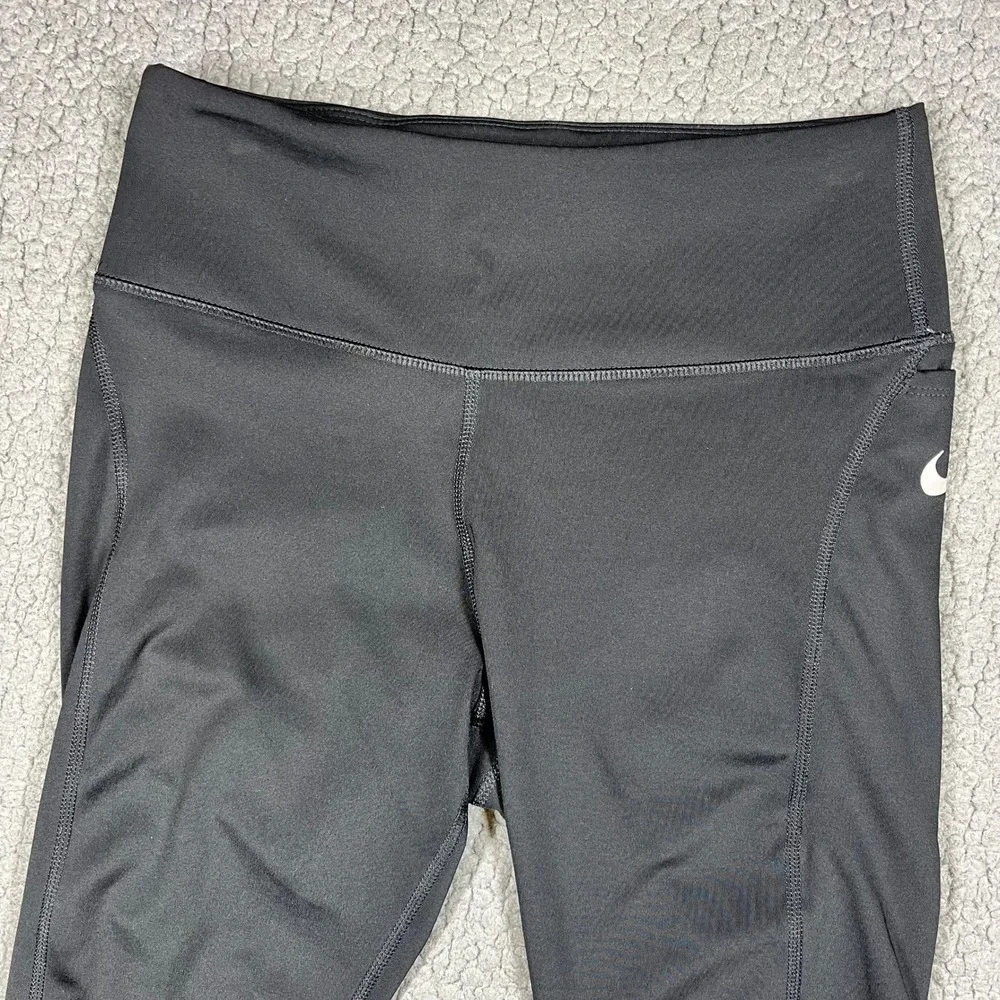 Nike Dri-FIT Womens Black Cropped Running Leggings Mesh Panels CZ9238-010 Size M - Picture 2 of 14